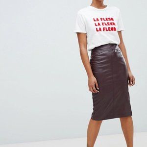 Oasis (asos) burgundy leather midi